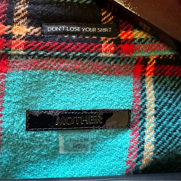 MOTHER The Fringe Benefits Plaid Shirt Size Large - Picture 3 of 9